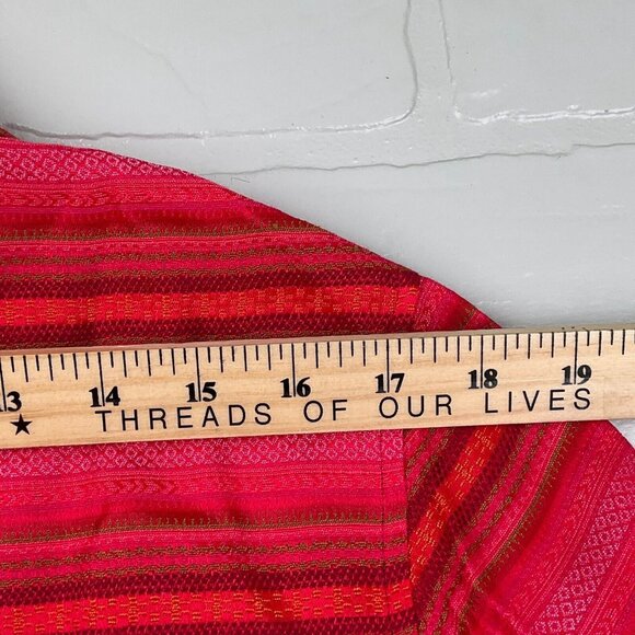 Chic's Shacket Women 1 Medium 8 Pink Red Green Woven Shirt Boho‎ Casual USA VTG - Picture 9 of 11